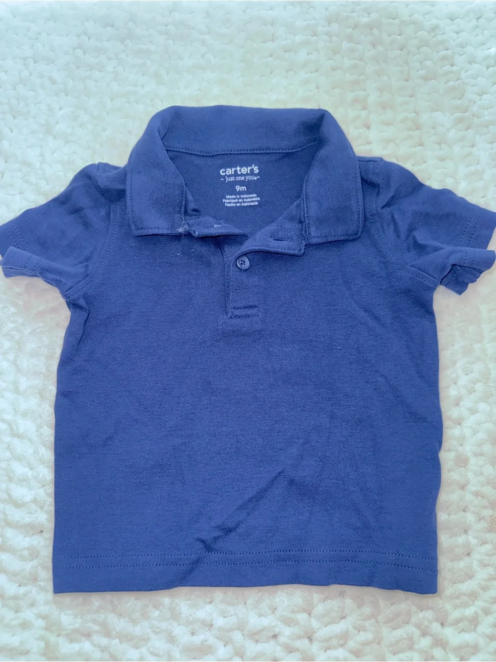 Carter's Navy Polo and Tan Shark-Print Overalls